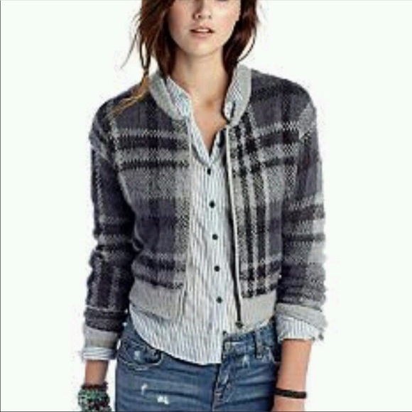 Free People Sweaters - FREE PEOPLE Oh My Plaid Bomber Sweater